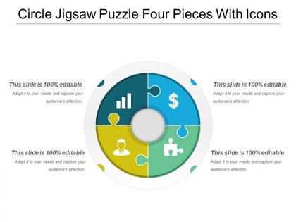 Circle jigsaw puzzle four pieces with icons