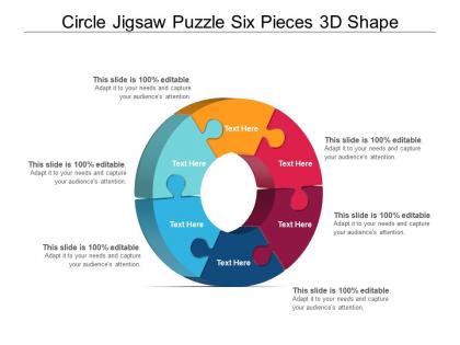 Circle jigsaw puzzle six pieces 3d shape