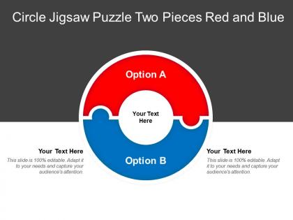Circle jigsaw puzzle two pieces red and blue