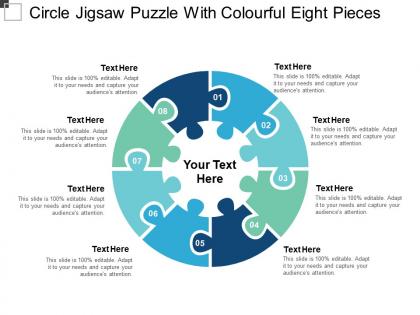 Circle jigsaw puzzle with colourful eight pieces