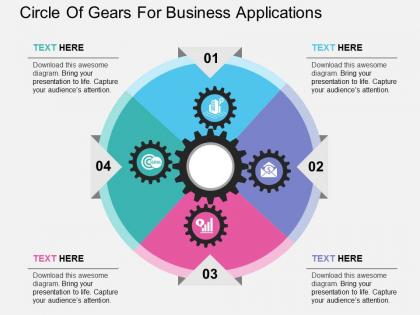 Circle of gears for business applications flat powerpoint design