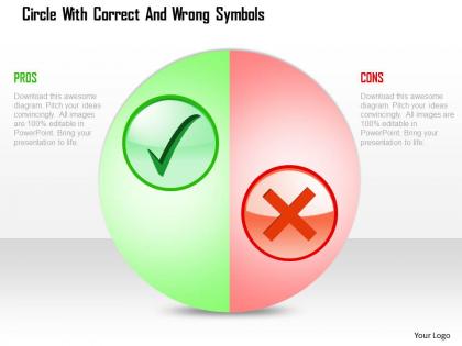 Circle with correct and wrong symbols powerpoint template