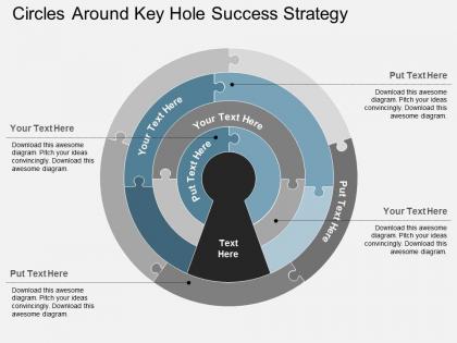 Circles around key hole success strategy flat powerpoint design