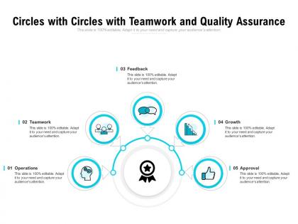 Circles with circles with teamwork and quality assurance