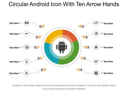 Circular android icon with ten arrow hands