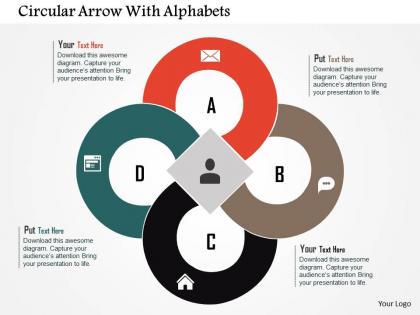 Circular arrow with alphabets flat powerpoint design