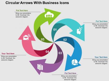 Circular arrows with business icons flat powerpoint design