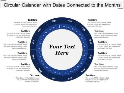 Circular calendar with dates connected to the months
