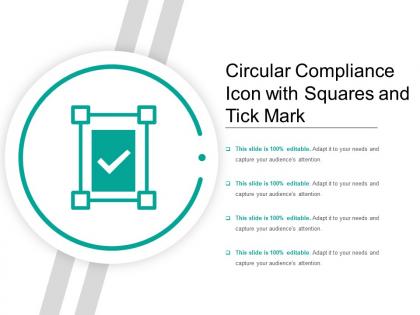 Circular compliance icon with squares and tick mark