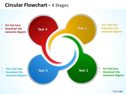 Circular flowchart 4 stages powerpoint templates graphics slides 0712