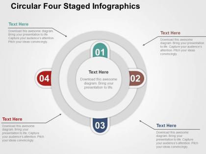 Circular four staged infographics flat powerpoint design