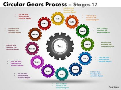 Circular gears flowchart process diagram stages 12