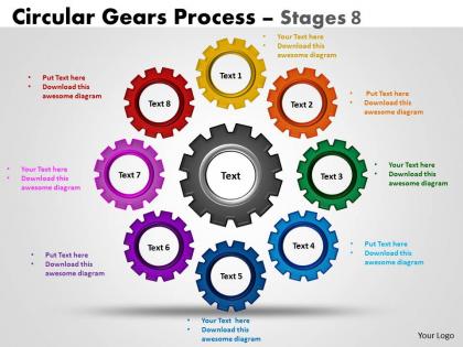 Circular gears flowchart process diagrams stages 5