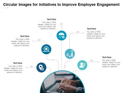 Circular images for initiatives to improve employee engagement infographic template