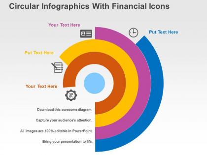 Circular infographics with financial icons flat powerpoint design