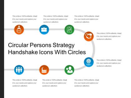 Circular persons strategy handshake icons with circles