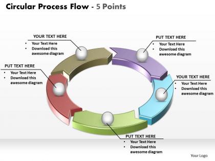 Circular process flow 5 points powerpoint diagram templates graphics 712