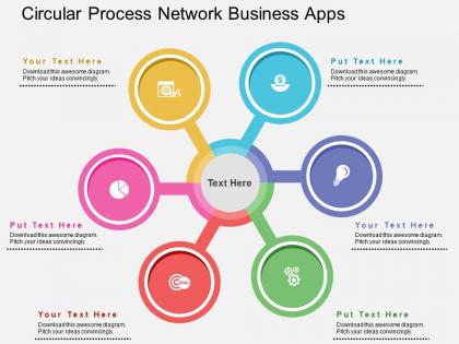 Circular process network business apps flat powerpoint design