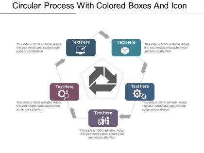 Circular process with colored boxes and icon