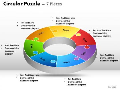 Circular puzzle 7 pieces powerpoint slides