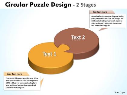 Circular puzzle design 2 stages powerpoint templates 0712