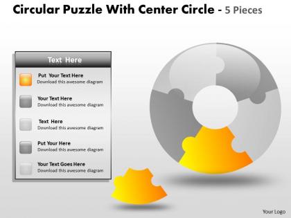 Circular puzzle diagram circle 5 pieces ppt 16
