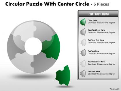 Circular puzzle diagram circle 6 pieces ppt 14