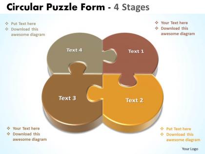 Circular puzzle form 4 stages powerpoint templates 0712