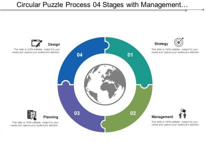 Circular puzzle process 04 stages with management and structure