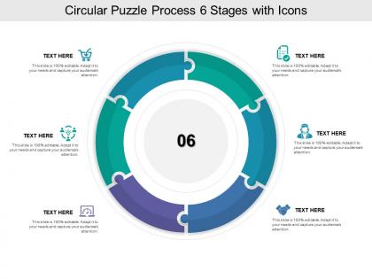 Circular puzzle process 06 stages with icons