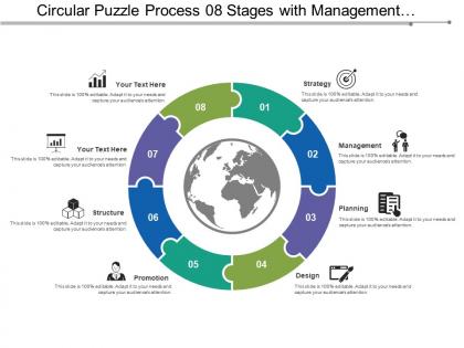 Circular puzzle process 08 stages with management and structure