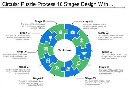 Circular puzzle process 10 stages design with symbols