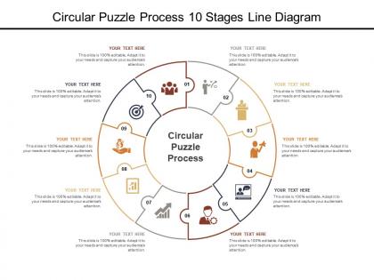 Circular puzzle process 10 stages line diagram