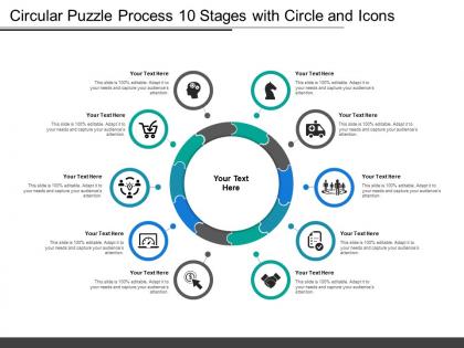 Circular puzzle process 10 stages with circle and icons
