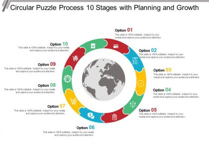 Circular puzzle process 10 stages with planning and growth