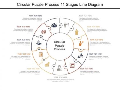 Circular puzzle process 11 stages line diagram