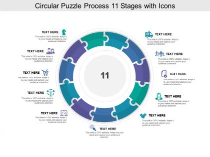 Circular puzzle process 11 stages with icons