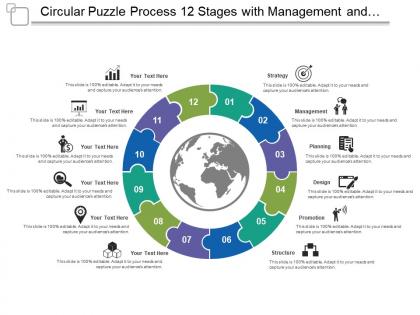 Circular puzzle process 12 stages with management and structure