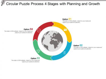 Circular puzzle process 4 stages with planning and growth