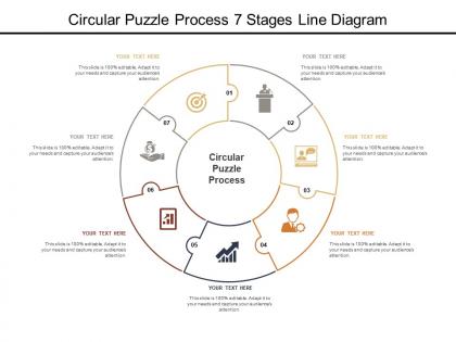 Circular puzzle process 7 stages line diagram