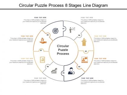 Circular puzzle process 8 stages line diagram