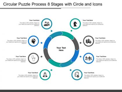 Circular puzzle process 8 stages with circle and icons