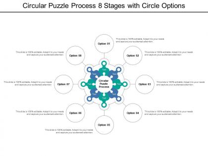Circular puzzle process 8 stages with circle options