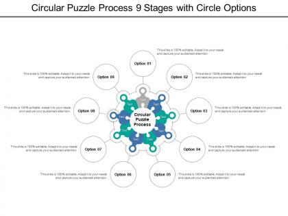 Circular puzzle process 9 stages with circle options