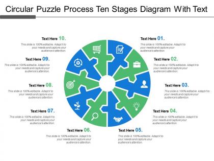 Circular puzzle process ten stages diagram with text