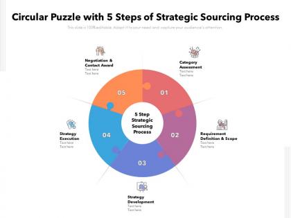 Circular puzzle with 5 steps of strategic sourcing process
