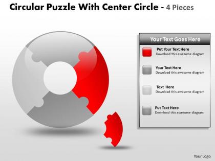 Circular puzzle with center circle 4 pieces ppt 3