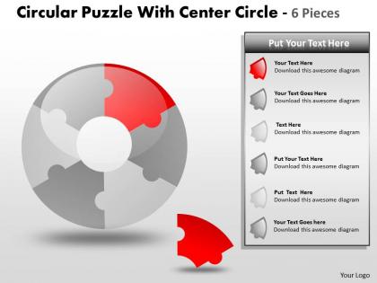 Circular puzzle with center circle 6 pieces ppt 2