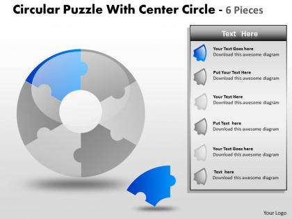 Circular puzzle with center circle 6 pieces ppt 7