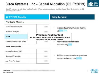 Cisco systems inc capital allocation q2 fy 2019